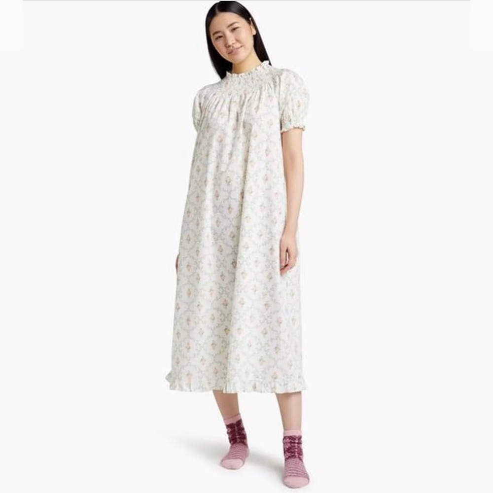 HILL HOUSE HOME NWOT Caroline Nap Dress in Pastel Trellis print size Large